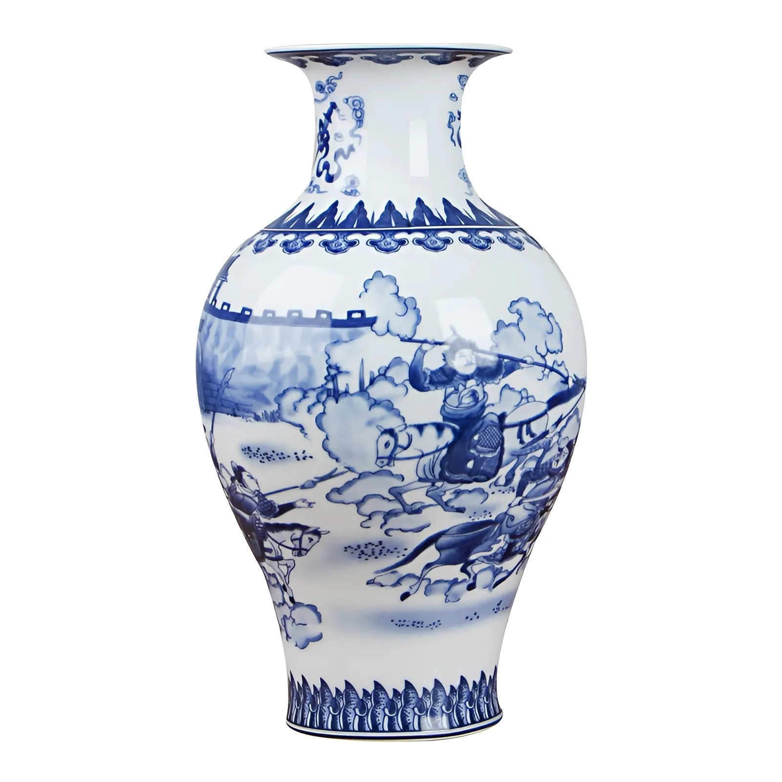 Classic Chinese Blue and White Ceramic Vase with Antique Design